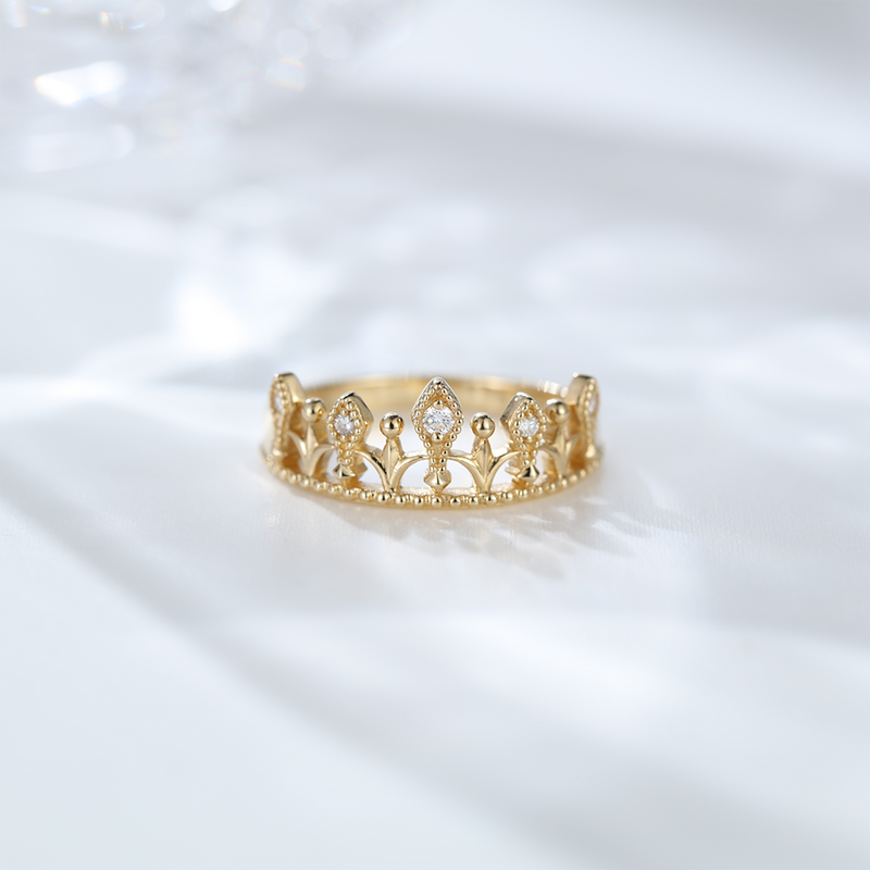 Silver 925 Yellow Gold wedding band Fashion Crown Moissanite Wedding Ring for Women Anniversary Gift