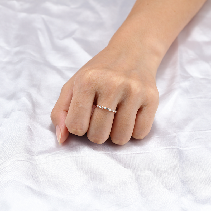 Unique Moissanite Wedding Band Silver 925 Rose Gold Stacking matching Ring