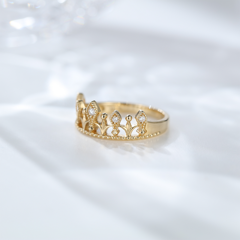 Silver 925 Yellow Gold wedding band Fashion Crown Moissanite Wedding Ring for Women Anniversary Gift