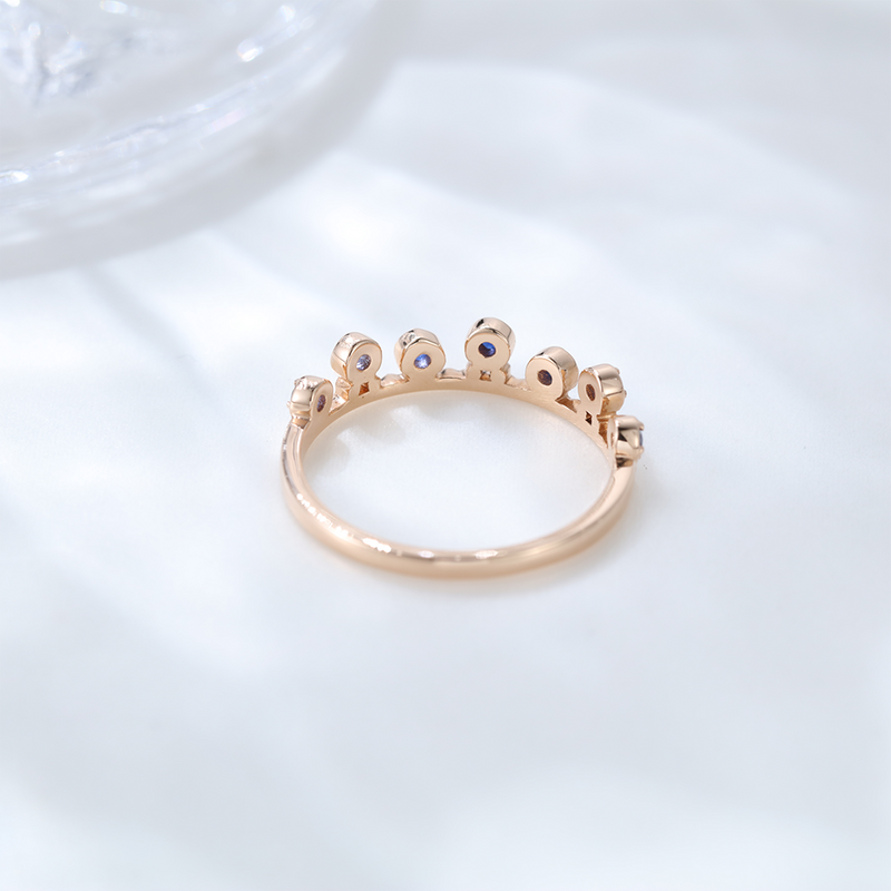 Unique crown design nature sapphire Silver 925 rose gold wedding ring for women