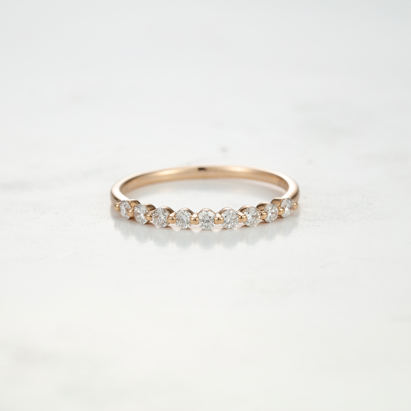 Unique Moissanite Wedding Band Silver 925 Rose Gold Stacking matching Ring