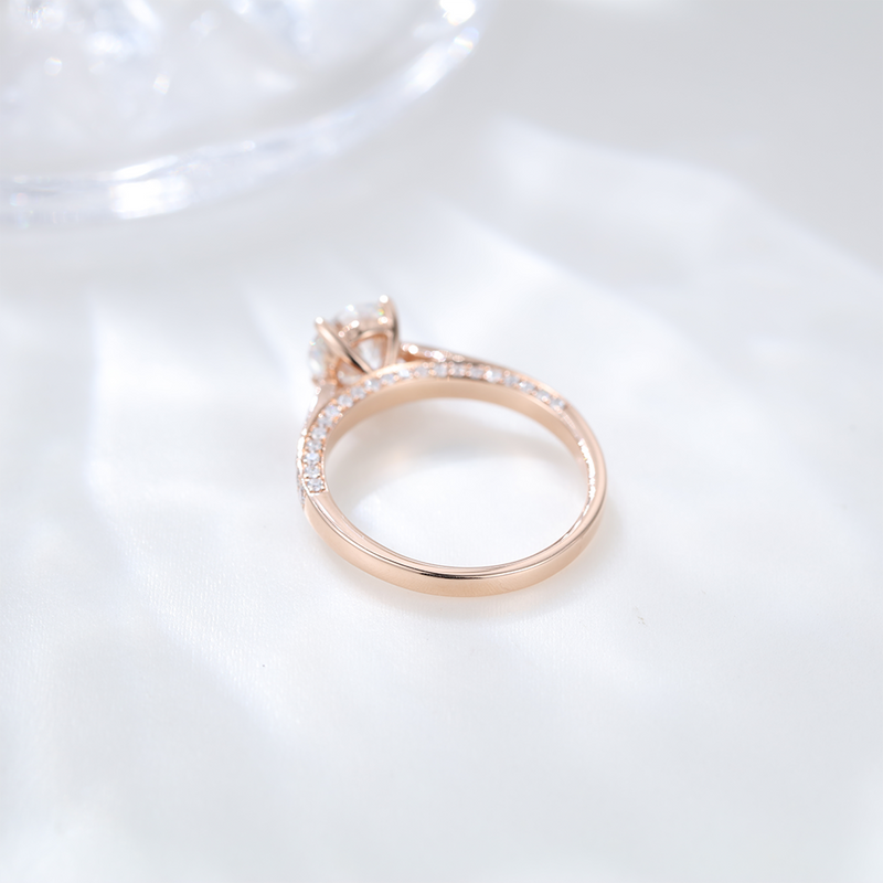 1ct Vintage Round cut Moissanite Engagement Rings Silver 925 rose gold engagement ring Bridal Anniversary gift for women