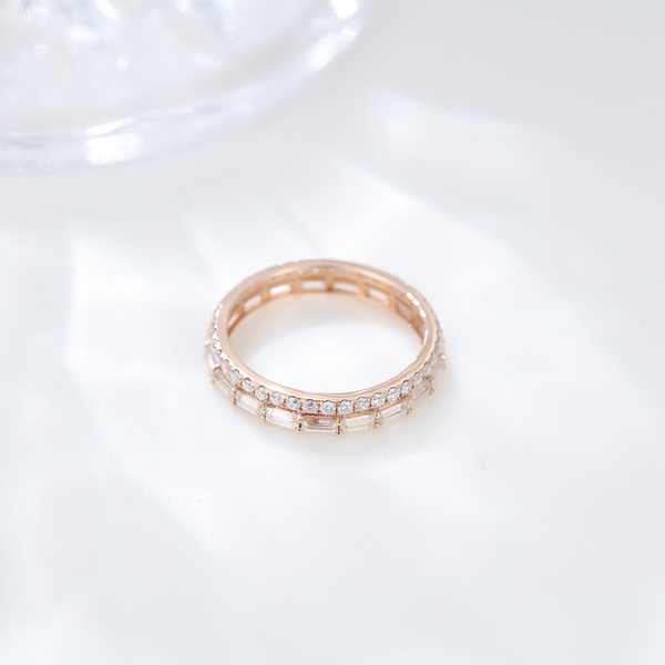 Moissanite Wedding Band Gold Ring Stack 14k Real Diamond Statement Rings For Women