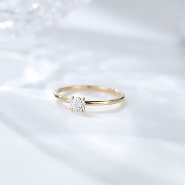 Simple Design 14K Yellow Gold Jewelry Solitaire Moissanite Engagement Wedding Ring  for Women