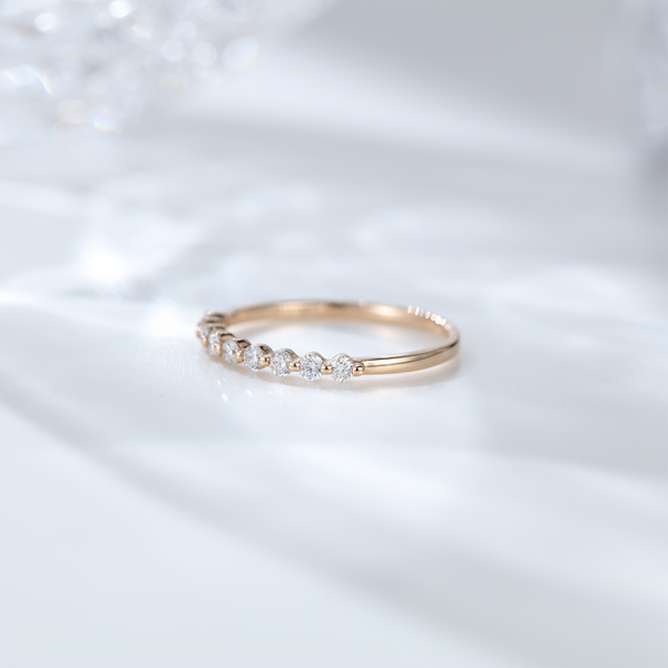 Unique Moissanite Wedding Band Silver 925 Rose Gold Stacking matching Ring