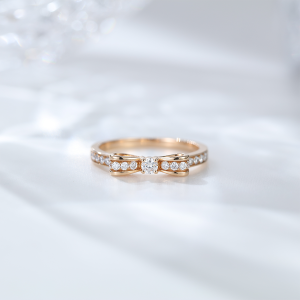 Moissanite engagement ring Women Silver 925 Rose Gold Wedding Rings Vintage Engagement ring art deco Bowknot Design Ring