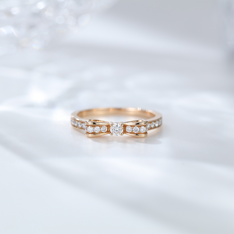 Moissanite engagement ring Women Silver 925 Rose Gold Wedding Rings Vintage Engagement ring art deco Bowknot Design Ring