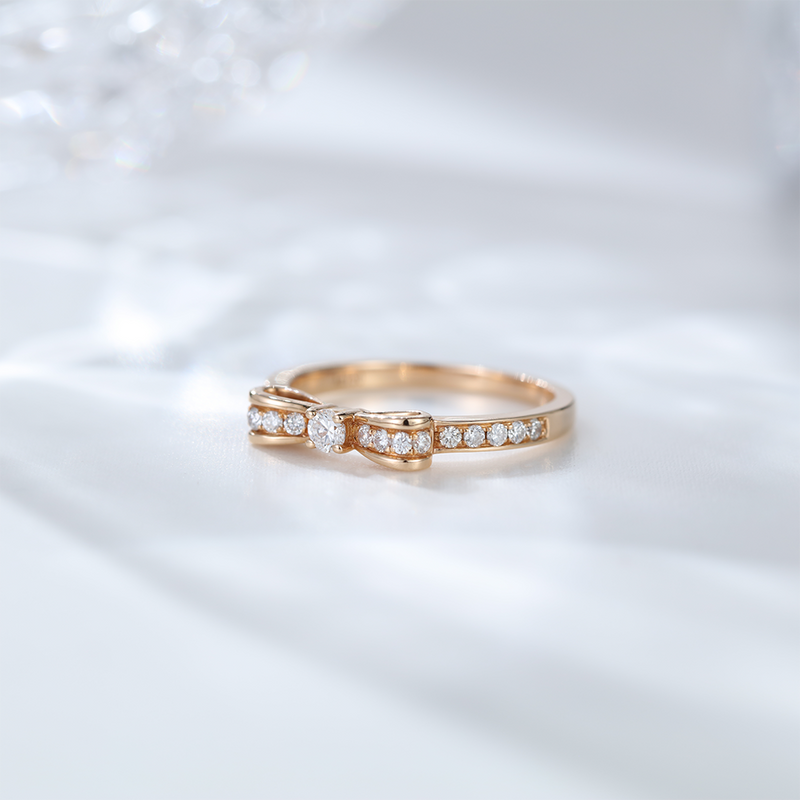 Moissanite engagement ring Women Silver 925 Rose Gold Wedding Rings Vintage Engagement ring art deco Bowknot Design Ring