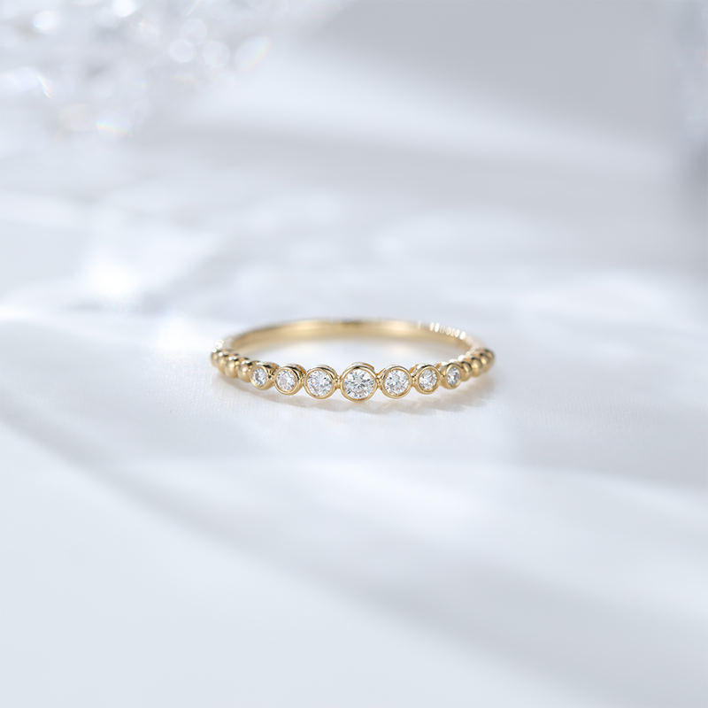 Unique Vintage moissanite wedding band Simple Silver 925 Yellow gold Moissanite Wedding Band stacking matching ring bridal Anniversary gift