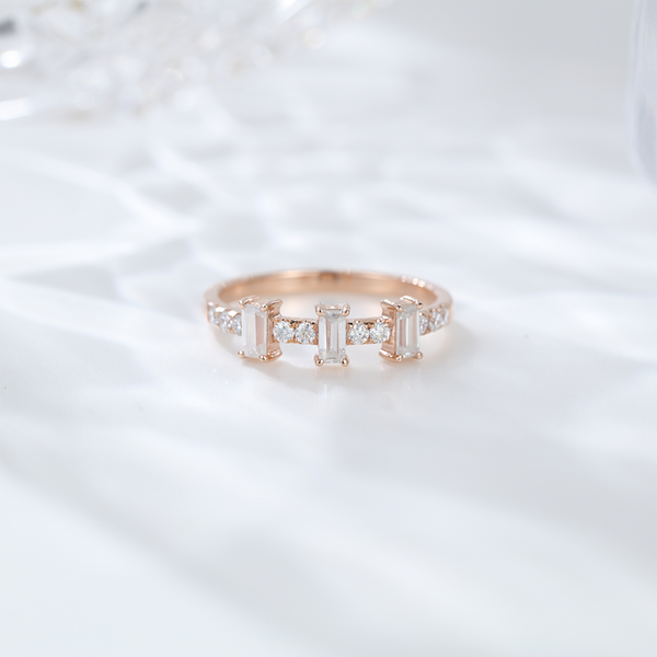 Silver 925 wedding band Rose Gold Rings Missanite Wedding Half Eternity Ring Jewelry For Women