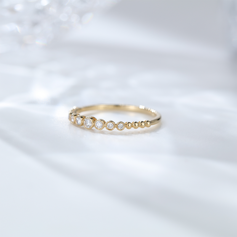 Unique Vintage moissanite wedding band Simple Silver 925 Yellow gold Moissanite Wedding Band stacking matching ring bridal Anniversary gift