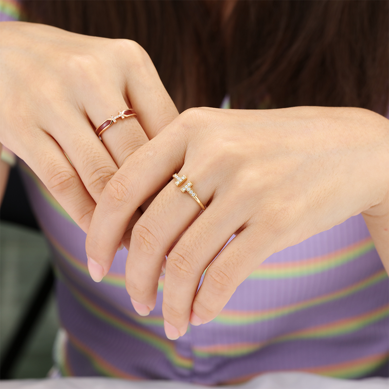 Customized Siver 925 Yellow Gold Wedding Band T Shaped Moissanite Engagement Rings for Women