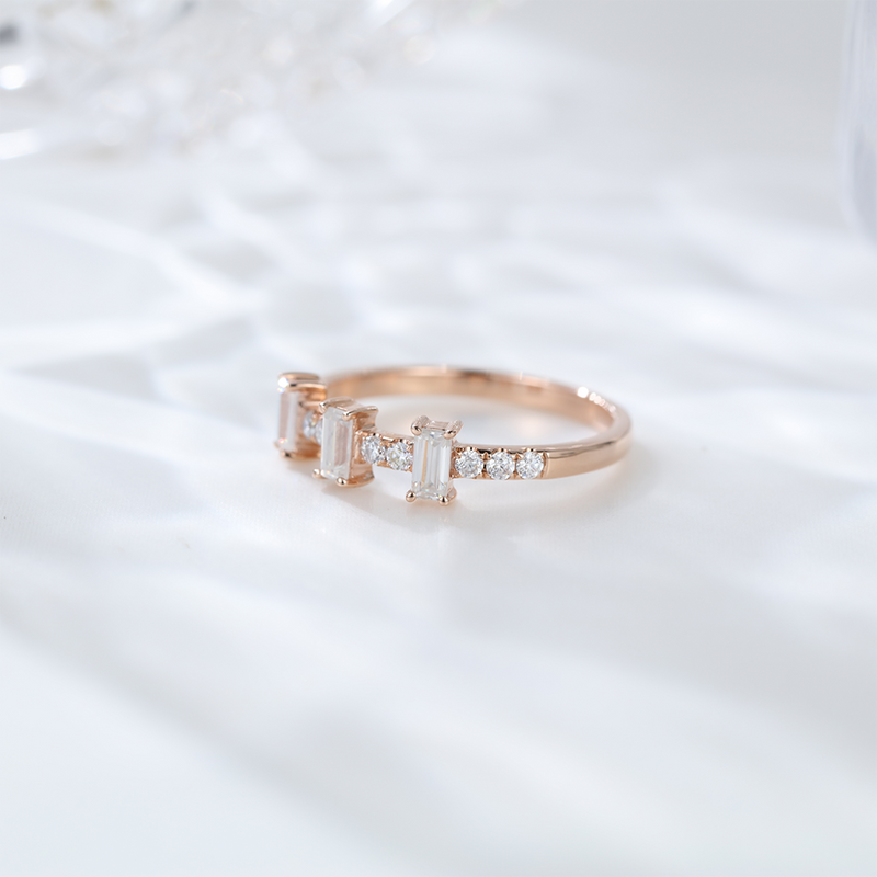 Silver 925 wedding band Rose Gold Rings Missanite Wedding Half Eternity Ring Jewelry For Women