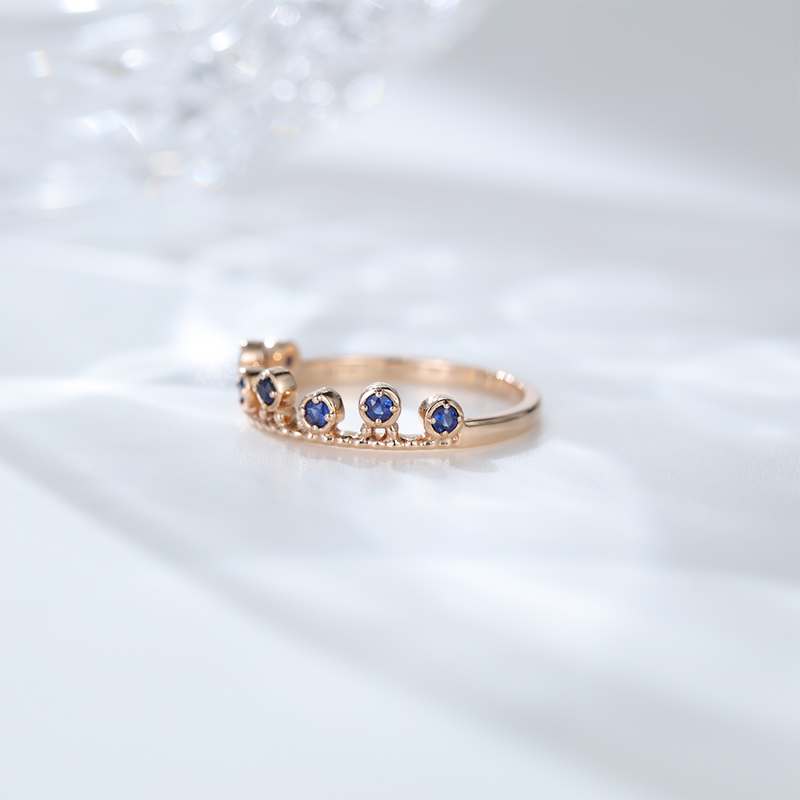Unique crown design nature sapphire Silver 925 rose gold wedding ring for women
