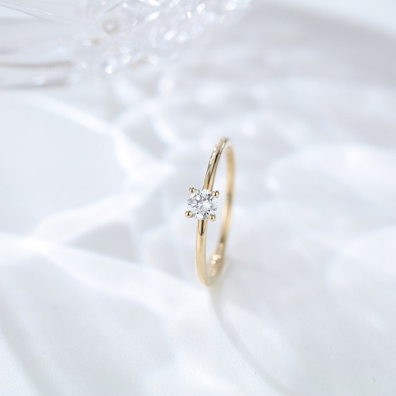 Simple Design 14K Yellow Gold Jewelry Solitaire Moissanite Engagement Wedding Ring  for Women