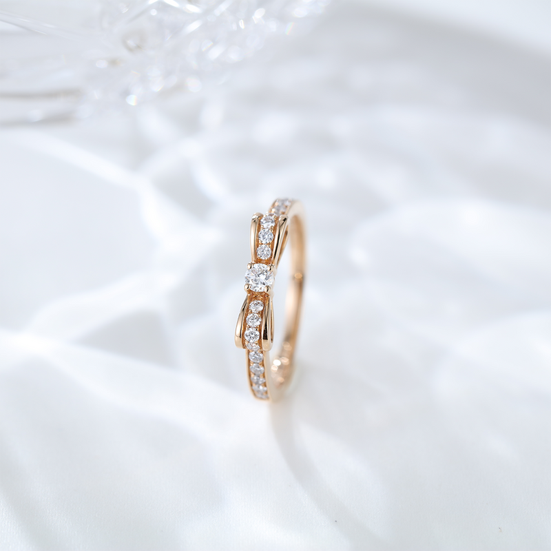 Moissanite engagement ring Women Silver 925 Rose Gold Wedding Rings Vintage Engagement ring art deco Bowknot Design Ring