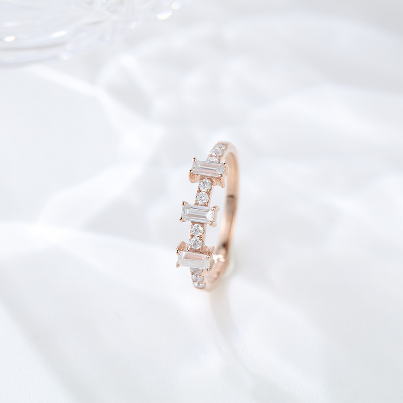 Silver 925 wedding band Rose Gold Rings Missanite Wedding Half Eternity Ring Jewelry For Women