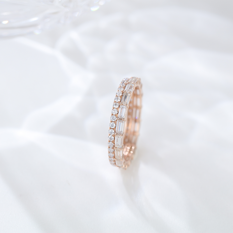 Moissanite Wedding Band Gold Ring Stack 14k Real Diamond Statement Rings For Women