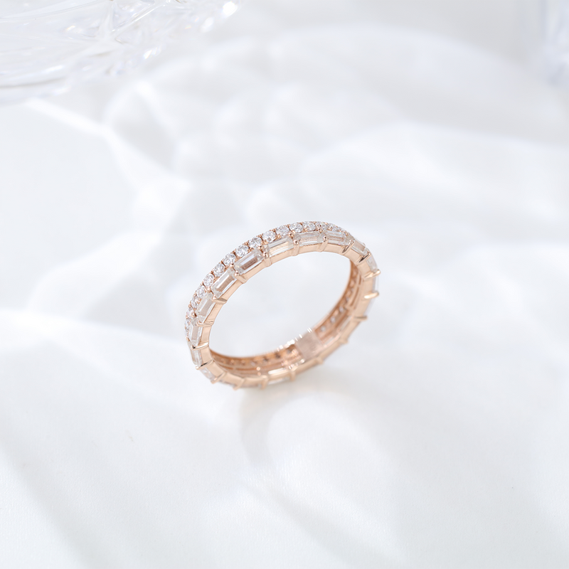 Moissanite Wedding Band Gold Ring Stack 14k Real Diamond Statement Rings For Women