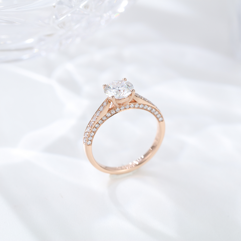 1ct Vintage Round cut Moissanite Engagement Rings Silver 925 rose gold engagement ring Bridal Anniversary gift for women