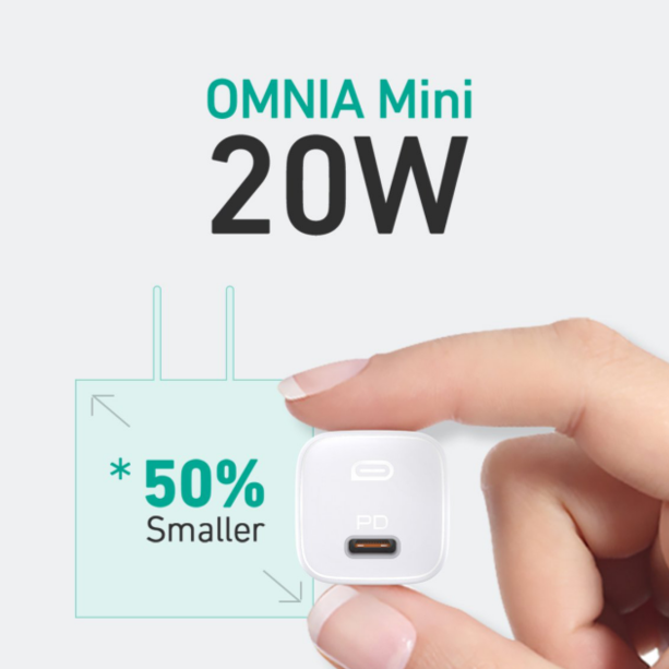 PA-B1 Omnia Mini 20W USB C PD Charger White