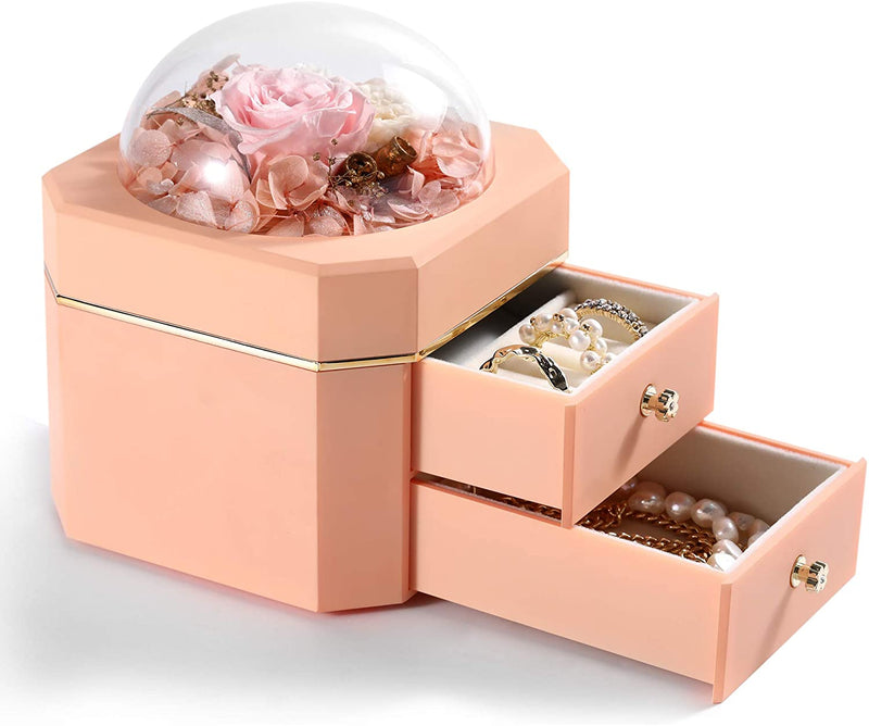 Preserved Real Rose, Eternal Handmade Preserved Rose with Jewelry Box, Enchanted Real Rose Flower for Valentine's Day Anniversary Weeding Romantic Gifts for Her