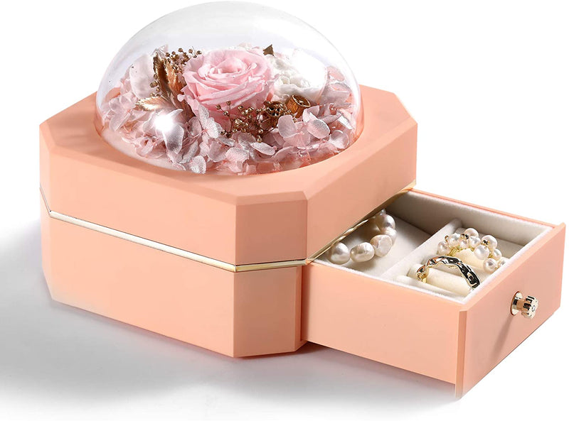 Preserved Real Rose, Eternal Handmade Preserved Rose with Jewelry Box, Enchanted Real Rose Flower for Valentine's Day Anniversary Weeding Romantic Gifts for Her