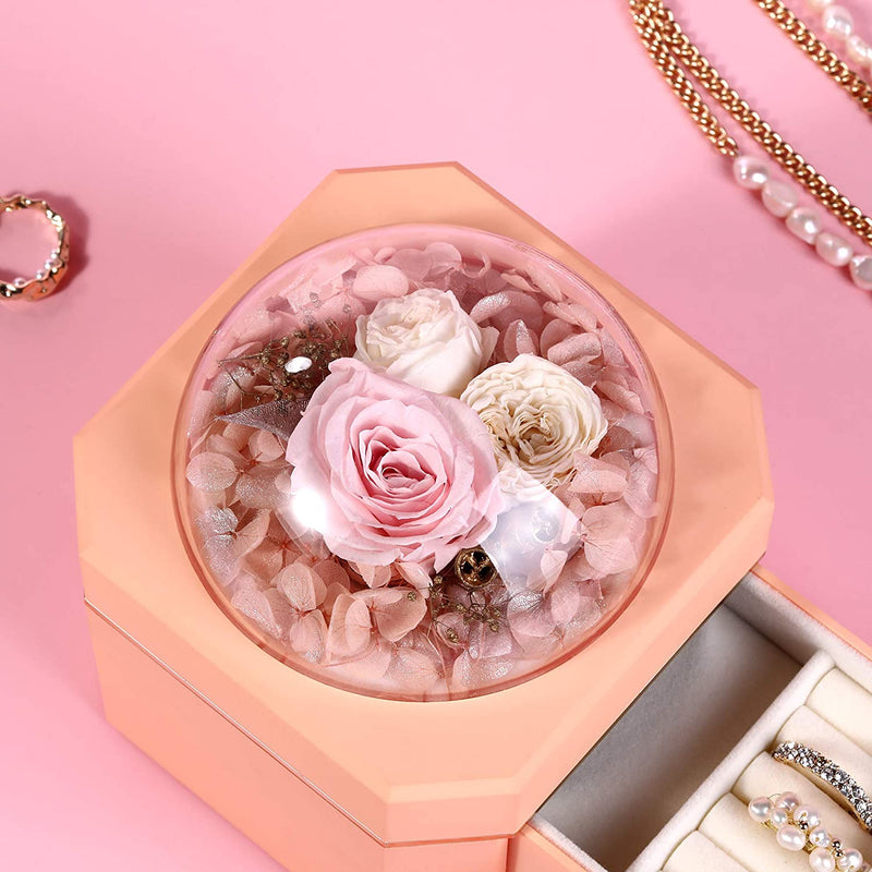Preserved Real Rose, Eternal Handmade Preserved Rose with Jewelry Box, Enchanted Real Rose Flower for Valentine's Day Anniversary Weeding Romantic Gifts for Her