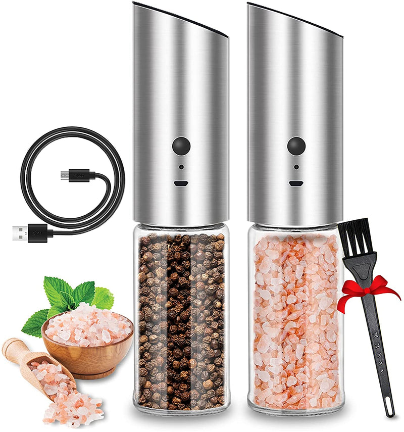 Electric Pepper Grinder, USB Rechargeable Gravity Salt and Pepper Grinder Set