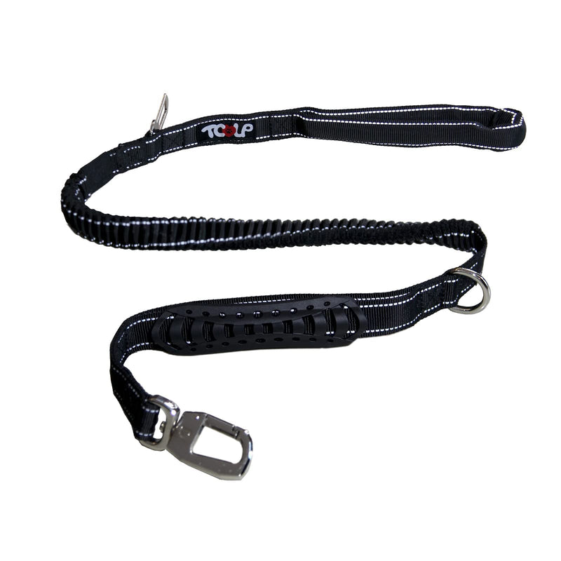 Heavy Duty Dog Leash Stretchy Bungee Multifunctional Solid D-Shape Clasp Pet Leash with Car Seat Belt and 2 Padded Traffic Handle for Large Dog