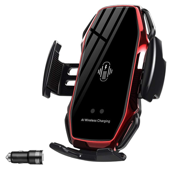 Wireless Car Phone Holder, QI Fast Charging Auto-Clamping Smart Car Phone Mount