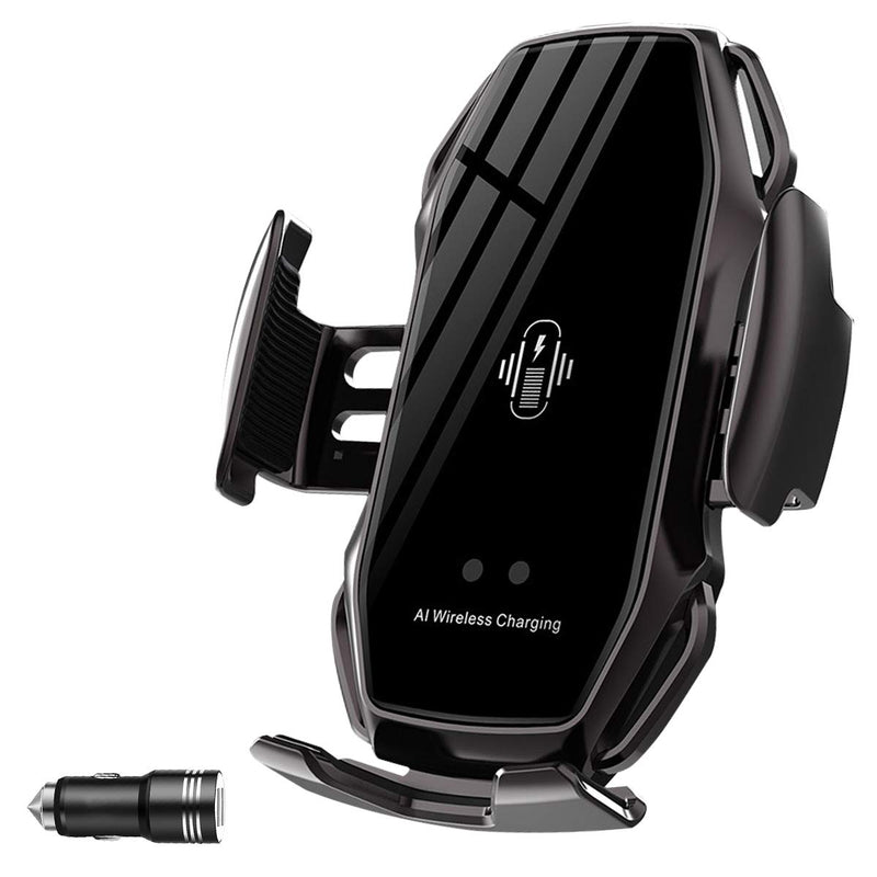 Wireless Car Phone Holder, QI Fast Charging Auto-Clamping Smart Car Phone Mount
