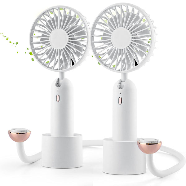 Portable Hanging Neck Fan and USB Desktop 2-in-1 Fans, Small Personal Fans with Hands-free Cooling, 3-Speed Adjustable