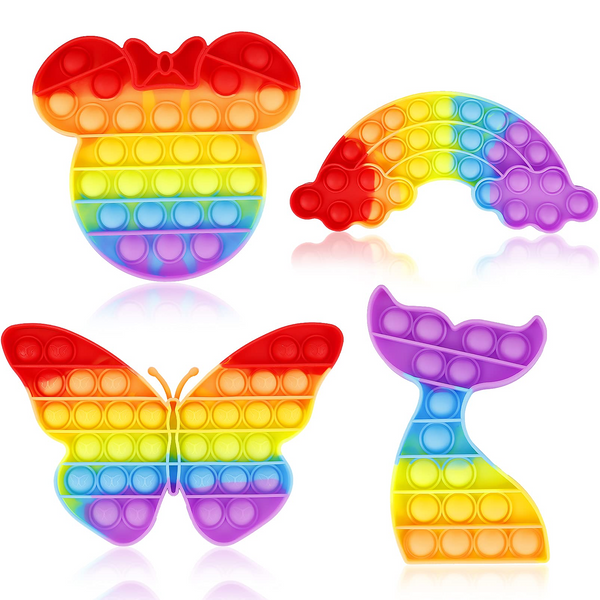 Pop Fidget Bubble Sensory Toy Cheap 4 Pack Rainbow Butterfly Mouse Mermaid Cloud Popping Popper
