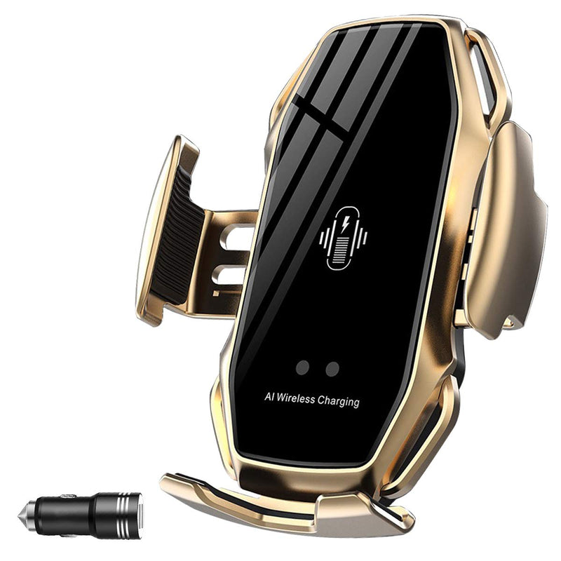 Wireless Car Phone Holder, QI Fast Charging Auto-Clamping Smart Car Phone Mount
