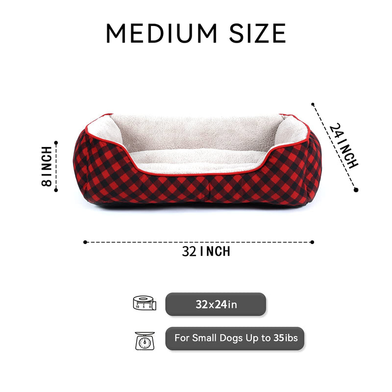 Large Medium Dog Bed,Soft Washable Small Pet Bed,Deluxe Rectangular Pet Bed,Dog Cat Sofa Bed,Anti-Slip & Water-Resistant Bottom