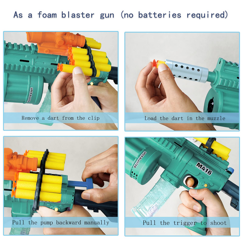 3 in 1 Toy Gun for Nerf Gun Bullets, Music and Light Blaster Gun with 20 Foam Darts