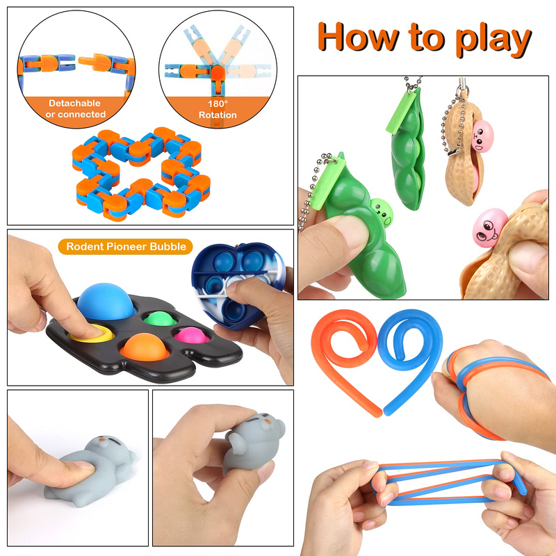 Sensory Fidgets Toy Set, 16 PCS Simple Dimple Sensory Toy for Kids and Adults