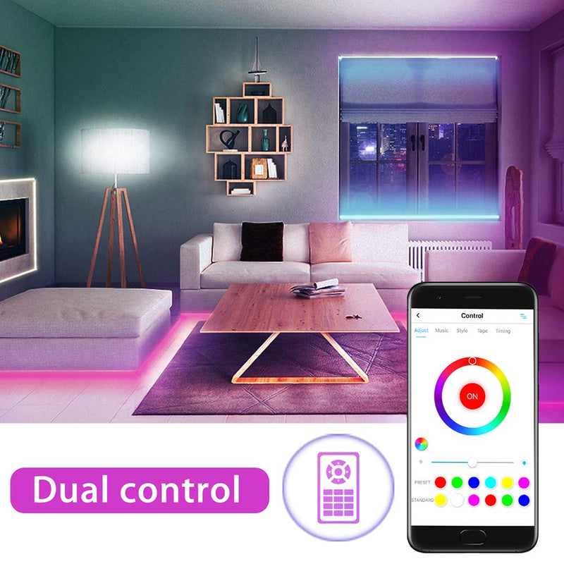 LED Strip Lights, 32.8ft Waterproof Color Changing Music Sync Flexible LED Lights with Remote and APP Controlled