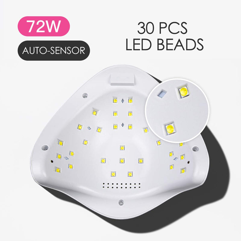 UV LED Nail Lamp, MELA MELA 72W Gel UV Lamp for All Kinds Gel Nail Polish Manicure Nail Dryer