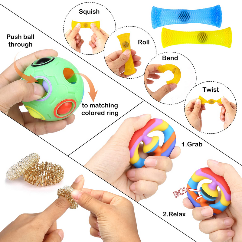 Sensory Fidgets Toy Set, 16 PCS Simple Dimple Sensory Toy for Kids and Adults