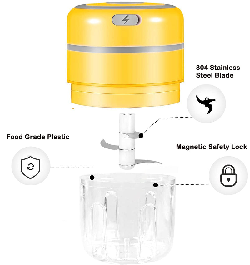 250ML Electric Mini Garlic Chopper, Portable USB Charging Mini Food Chopper