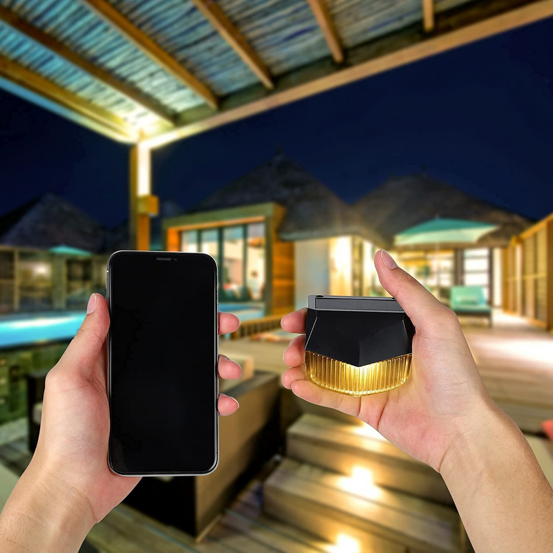 2 Pack Outdoor Solar Step Lights Solar Fence Lights Waterproof Solar Deck Lights Solar LED Stair Light Warm White Color Changing Mode for Stairs, Patio Yard, Pathway, Pool Porch, Step, Fence, Deck, Garden