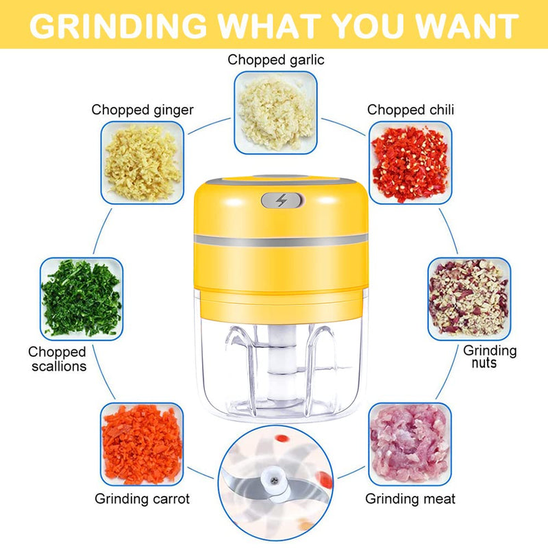 250ML Electric Mini Garlic Chopper, Portable USB Charging Mini Food Chopper