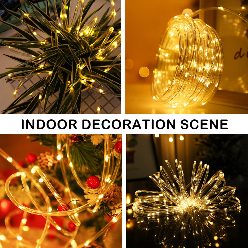 1 Pack 33-Feet LED Outdoor Warm White Solar Rope Light
