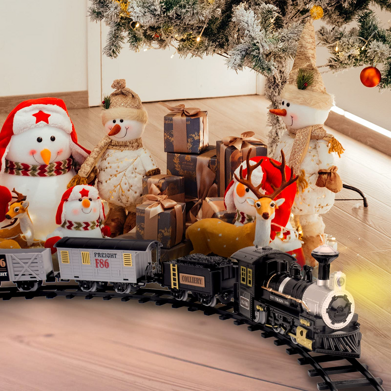 Christmas Train Set Around the Tree for Boys Girls with Light and Sound