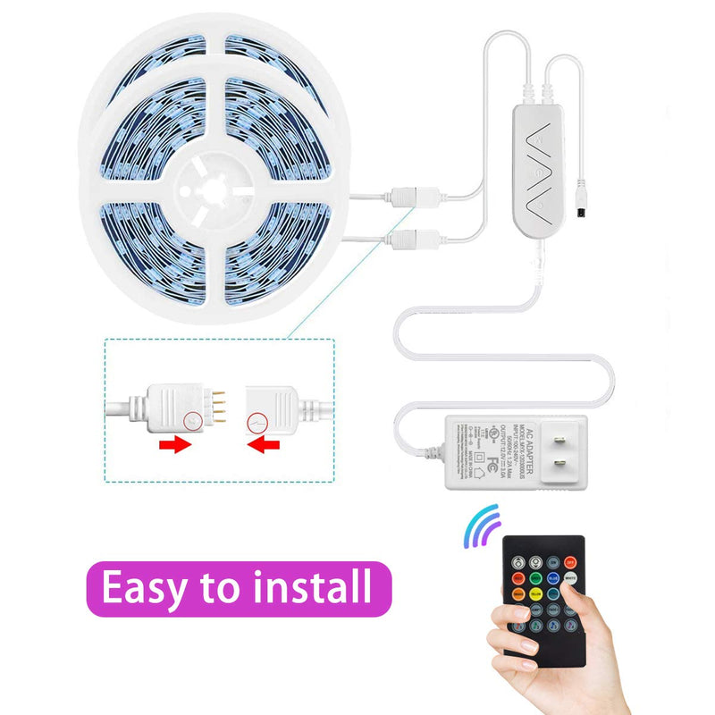 LED Strip Lights, 32.8ft Waterproof Color Changing Music Sync Flexible LED Lights with Remote and APP Controlled