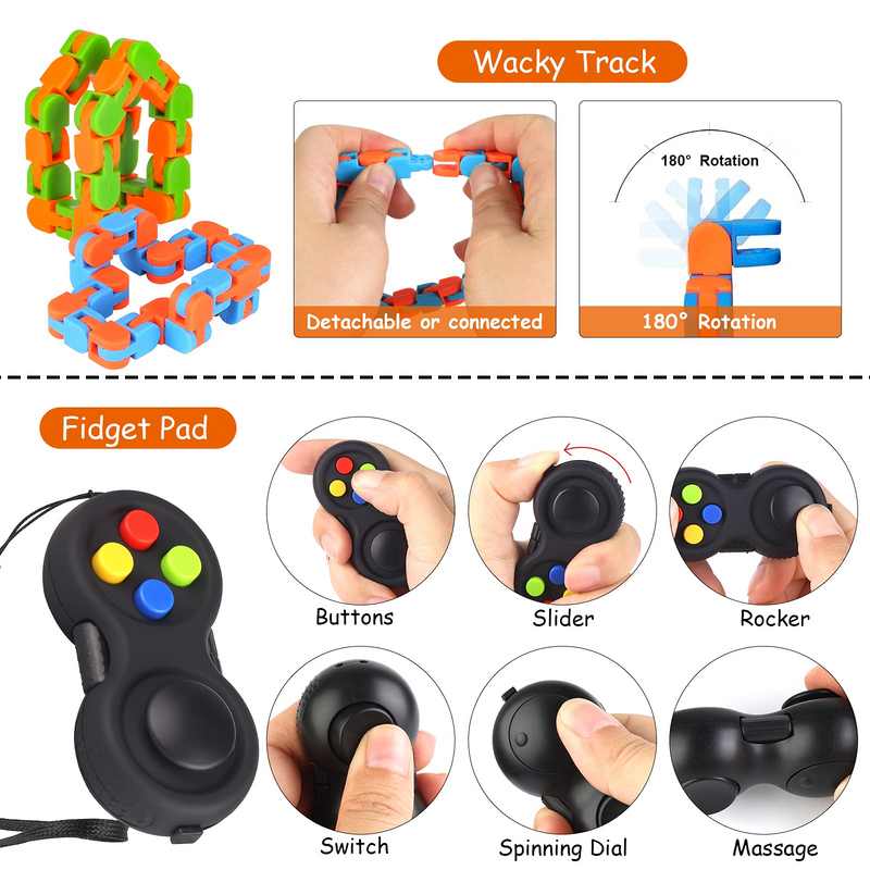 Simple Dimple Sensory Fidget Toys Set,38 PCS, Fidget Toy for Kids and Adults
