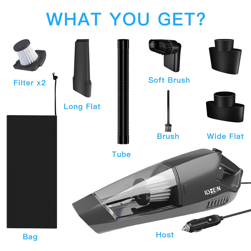 Car Vacuum Cleaner - 8000Pa Portable Vacuum Cleaner for Car Durable Aluminum Alloy Motor 120W High Power Suction, 16Ft Cord 12V Wet Dry Handheld Vacuum for Car Auto Kit