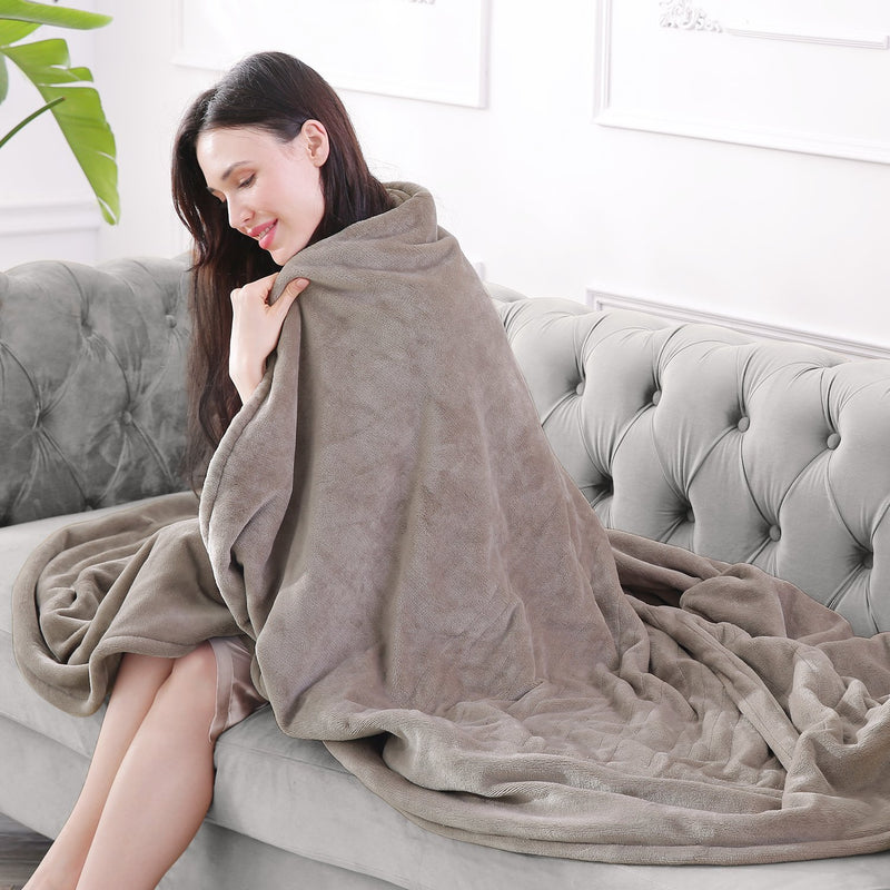 Electric Blanket Heated Throw 72" x 84" Oversized Flannel Heated Blanket